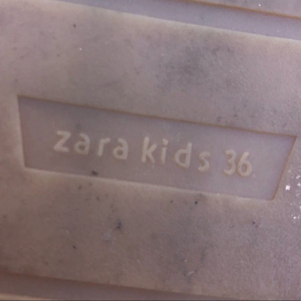 Zara Kids Boots Size 36 Tan Faux Suede Embroidered Shearling Lined Lace Up - Picture 8 of 10